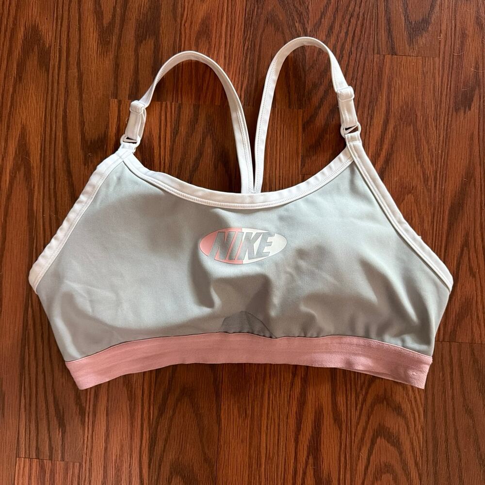 NIKE Dri-fit Pink, Gray and white Sports Bra Size L